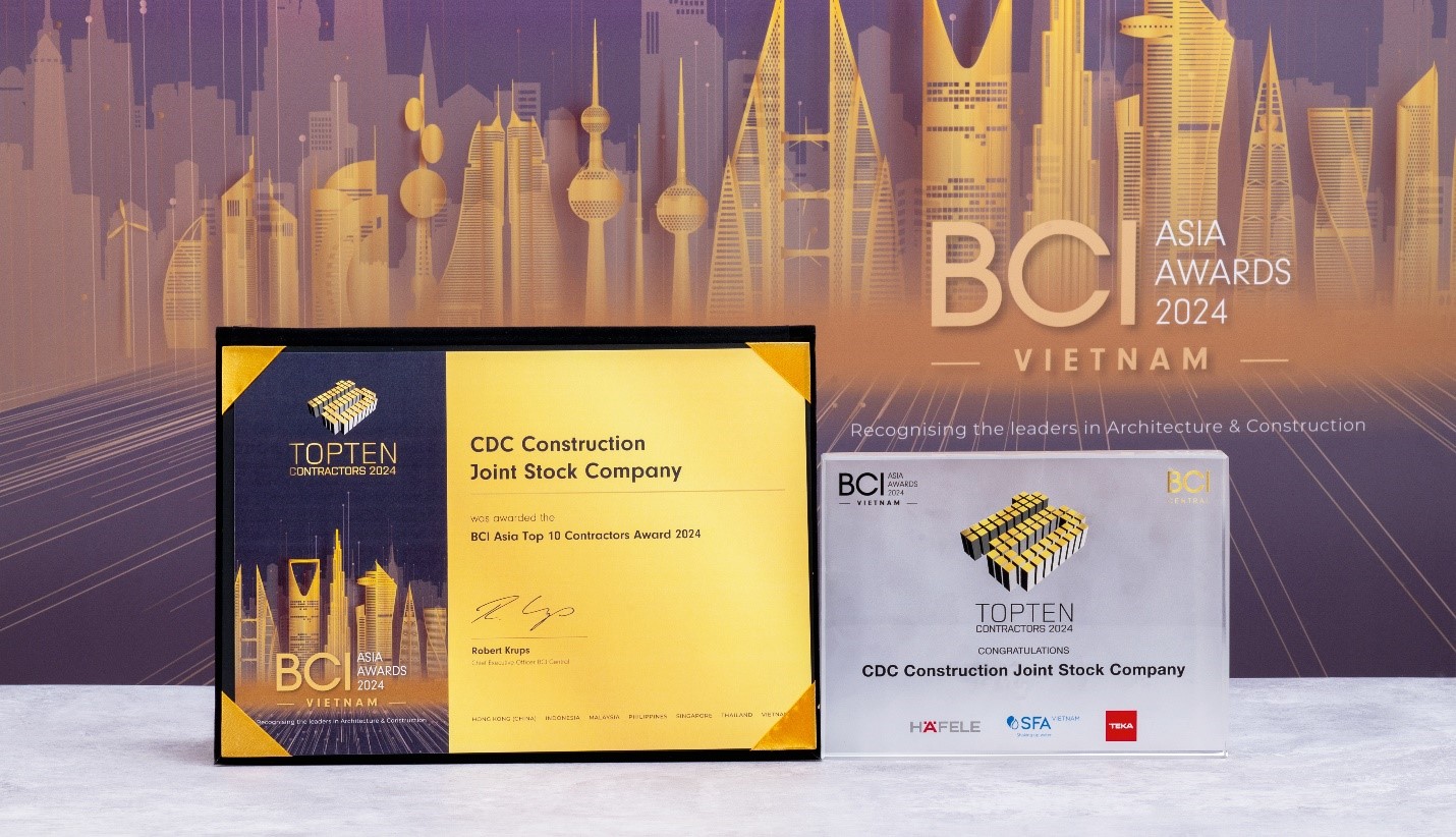 CDC ĐƯỢC VINH DANH TOP 10 NHÀ THẦU XÂY DỰNG HÀNG ĐẦU VIỆT NAM 2024